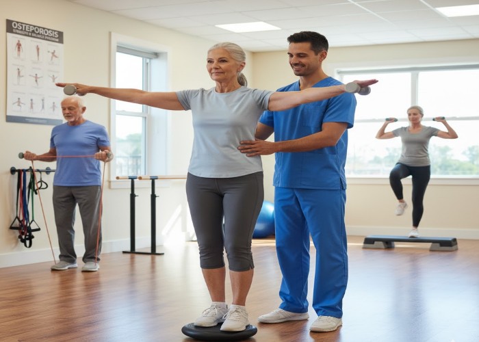 فیزیوتراپی پوکی استخوان (تمرینات تقویتی و تعادلی)